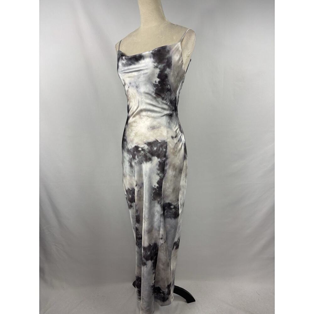 Superdown Krystal Slip Dress Grey White Tie Dye Small Adjustable Straps